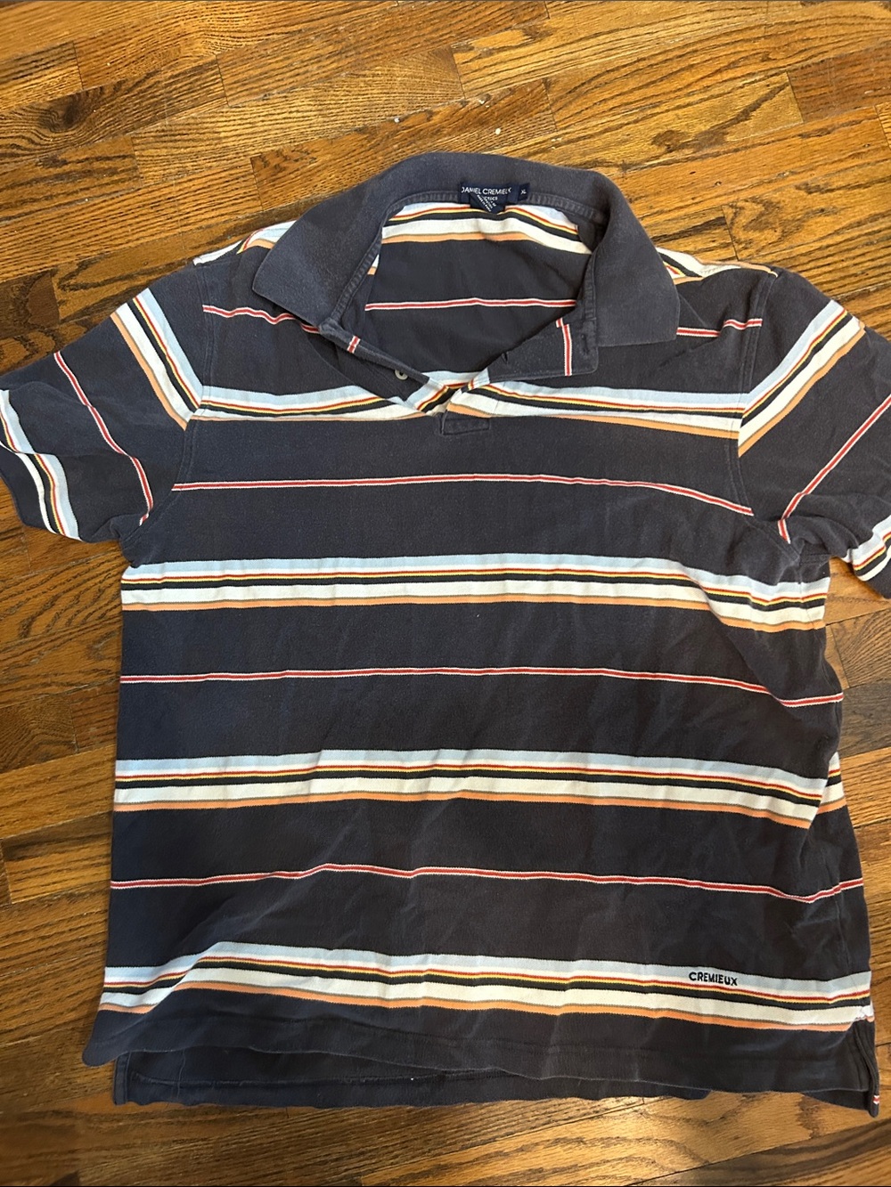 Daniel Cremieux Navy Polo with White and Orange Stripe Detail